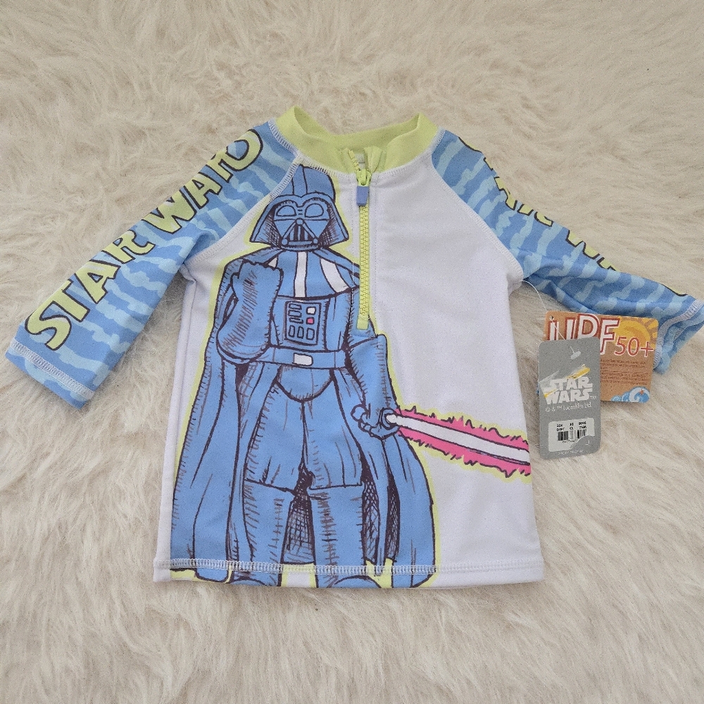 Star Wars Toddler 2T Rash Guard Swim Shirt UPF 50+ NWT